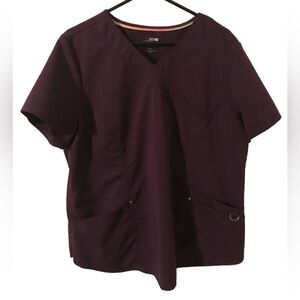 Scrubstar Eggplant/Purple Premium Mock Wrap V Neck Short Sleeve Women's XL Top